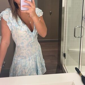 Poupette St. Barth Light Blue and White Mini Dress